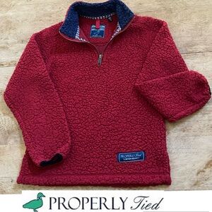 Properly Tied Youth‎ Sz S Kensington Red 1/4 Zip Sherpa Pullover